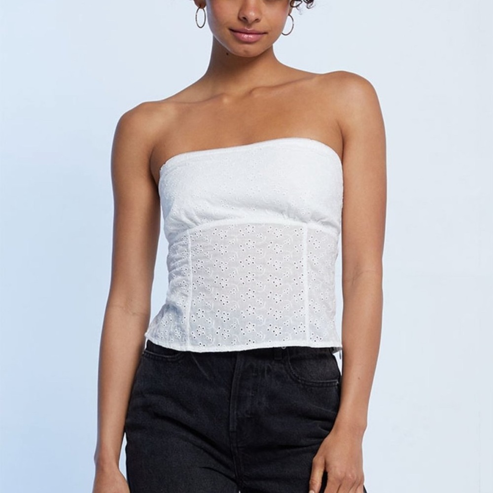 LA Hearts Strapless Eyelet Top XS